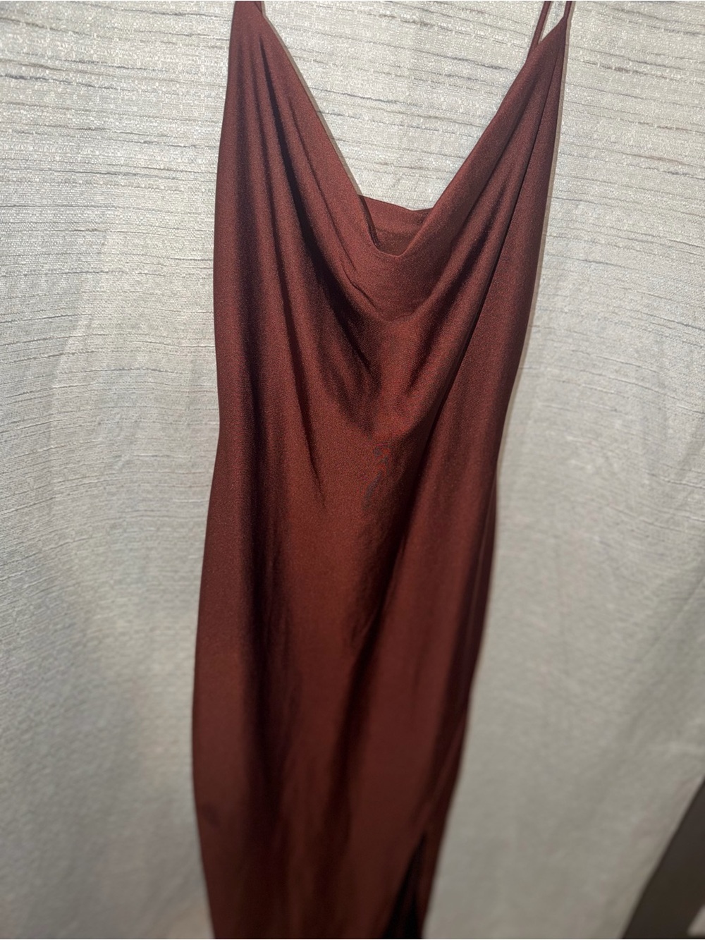 Sleek Cowl Neck Slip Dress in Deep Burgundy